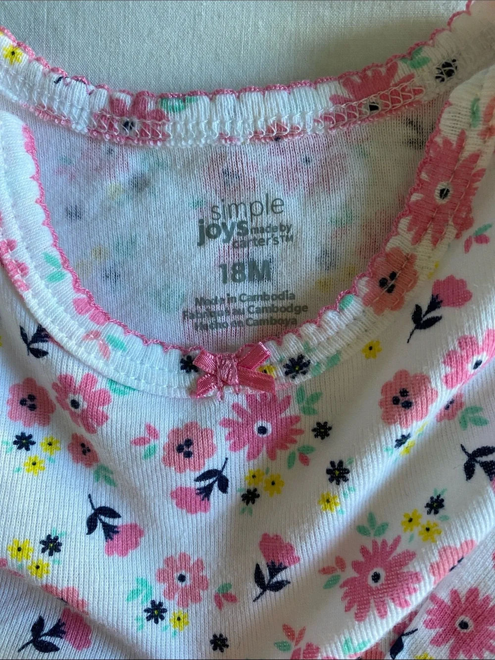 Carter's White and Pink Floral Long-Sleeve Baby Bodysuit Set